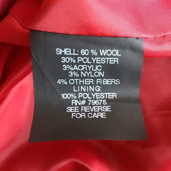 London Fog Wool Blend Single Breasted Lined Pea Coat Winter Red Women XL - Picture 9 of 12